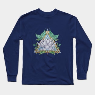 Stained Glass Lotus Illustration Long Sleeve T-Shirt